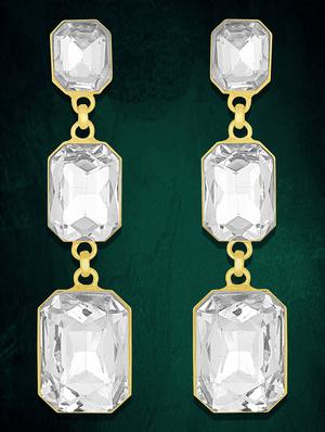 gold metal drop earring - 16016853 - Standard Image - 2