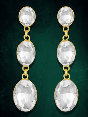 gold metal drop earring - 16016854 - Standard Image - 2