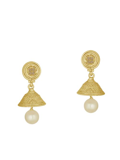 gold metal jhumka earring - 16016858 - Standard Image - 1
