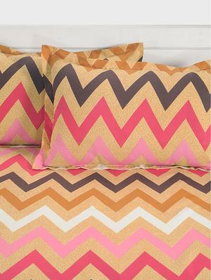 swayam 144 tc geometrical print cotton single bed sheet with 1 pillow cover - mustard, brown - 16017106 - Standard Image - 3