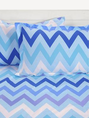 swayam 144 tc geometrical print cotton double bed sheet with 2 pillow cover - blue, white - 16017111 - Standard Image - 3