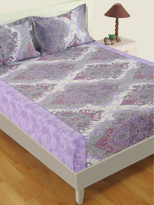 swayam 160 tc motifs print cotton double bed sheet with 2 pillow cover - 16017115 - Standard Image - 1