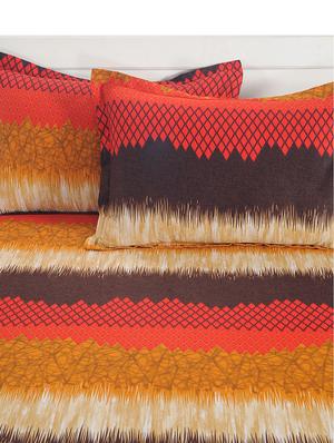 swayam 250 tc abstract print cotton satin extra large bed sheet with 2 pillow cover - multicolour - 16017125 - Standard Image - 3