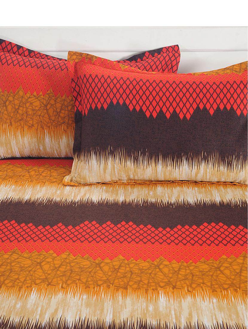 swayam 250 tc abstract print cotton satin extra large bed sheet with 2 pillow cover - multicolour - 16017125 - Zoom Image - 3
