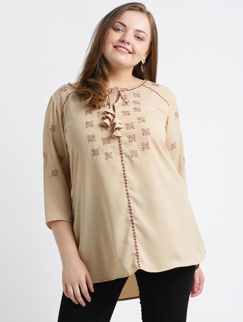 tie up high low plus tunic - 16017206 - Standard Image - 1