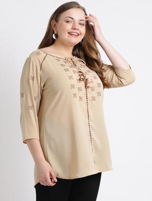 tie up high low plus tunic - 16017206 - Standard Image - 2