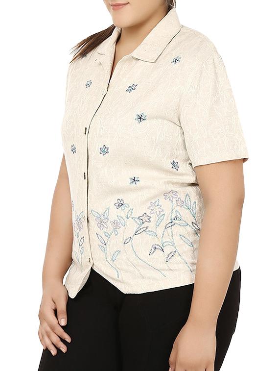 floral embroidered plus shirt - 16017228 - Zoom Image - 2