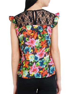 lace insert floral top - 16017230 - Standard Image - 3