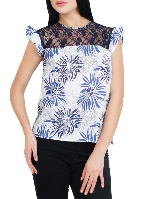 lace insert floral top - 16017231 - Standard Image - 1