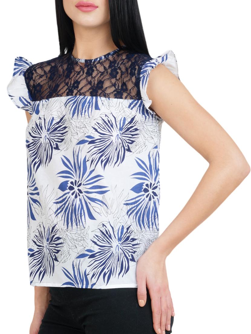 lace insert floral top - 16017231 - Zoom Image - 2