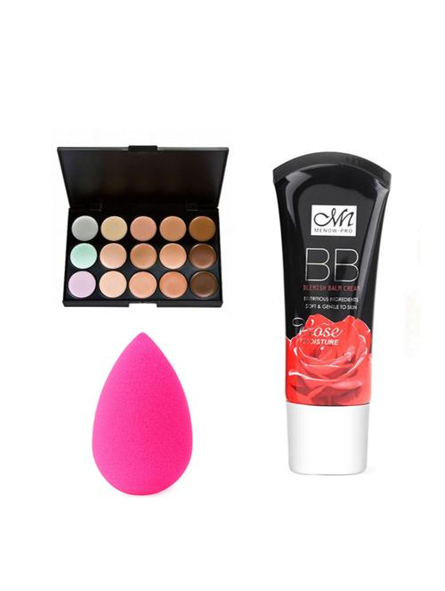 menow combo of concealer, rose bb cream & puff - 16017557 - Standard Image - 1