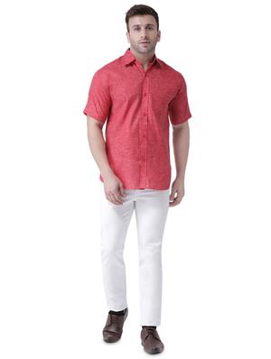 red linen casual shirt - 16017576 - Standard Image - 4