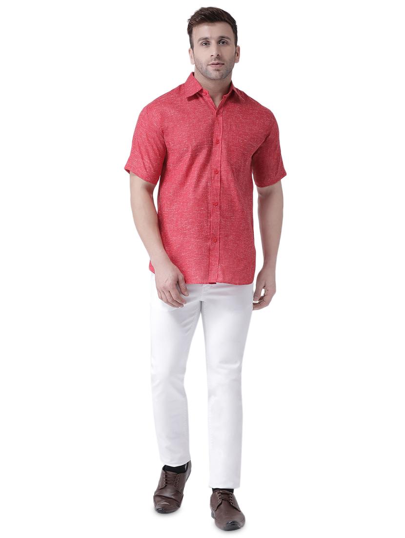 red linen casual shirt - 16017576 - Zoom Image - 4