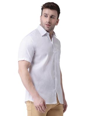 white linen casual shirt - 16017579 - Standard Image - 2