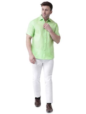 green linen casual shirt - 16017580 - Standard Image - 4