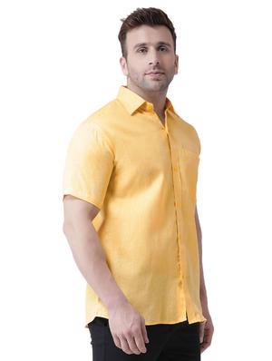 yellow linen casual shirt - 16017581 - Standard Image - 2