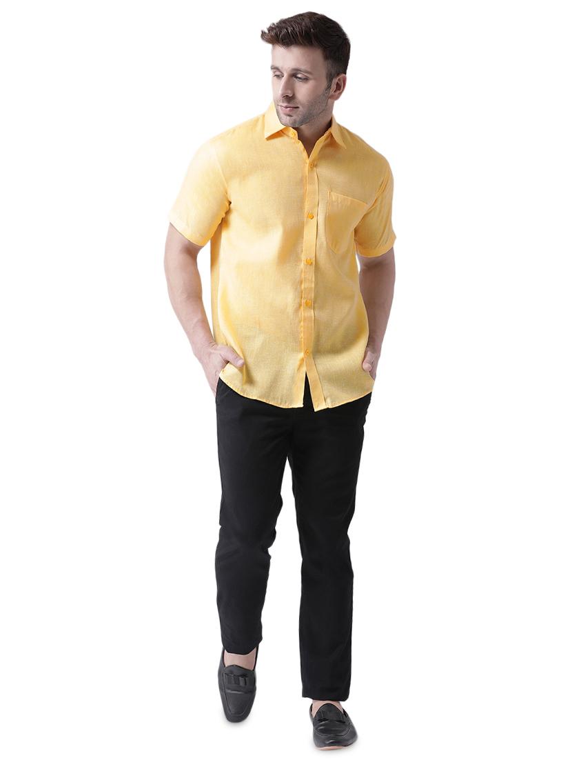 yellow linen casual shirt - 16017581 - Zoom Image - 4