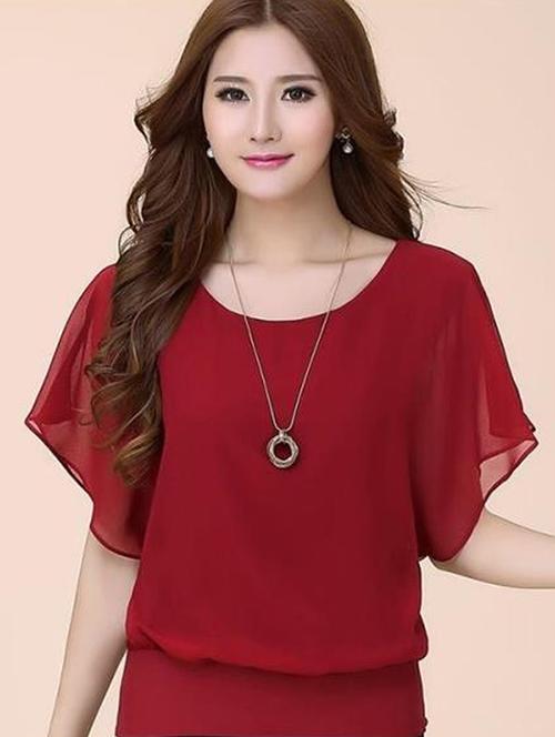 bat wing sleeved blouson top - 16017629 - Standard Image - 1