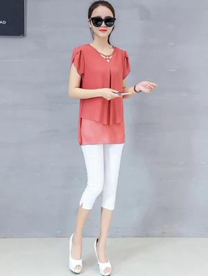 embellished neck pleat detail top - 16017638 - Standard Image - 2