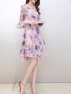 floral ruffled flared dress - 16017662 - Zoom Image - 2