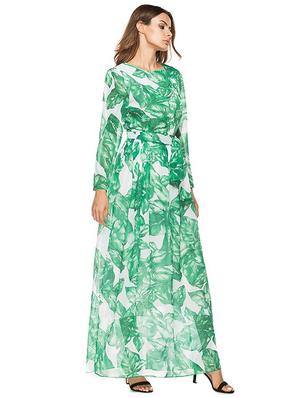 tie up waist tropical maxi dress - 16017678 - Standard Image - 2