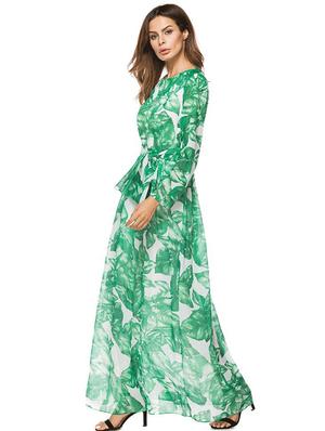 tie up waist tropical maxi dress - 16017678 - Standard Image - 3