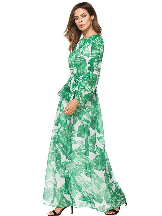 tie up waist tropical maxi dress - 16017678 - Zoom Image - 3