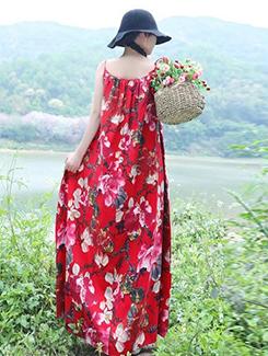 tie up waist floral maxi dress - 16017701 - Zoom Image - 3