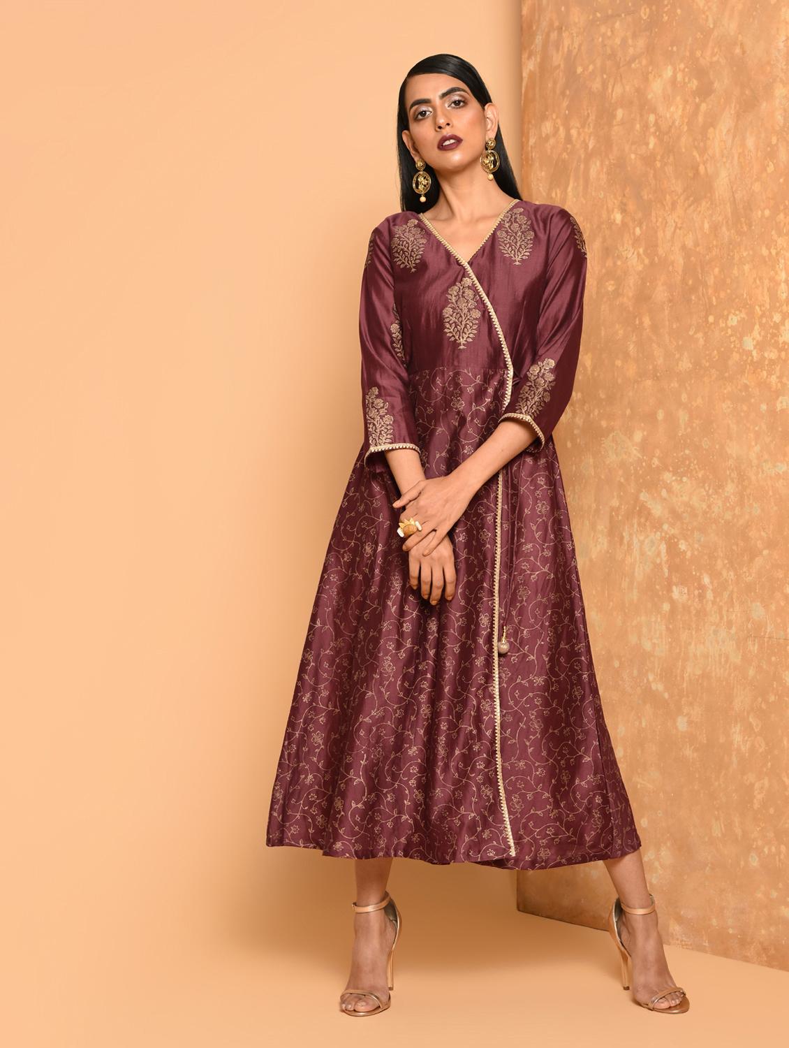 block print angrakha ethnic dress - 16017713 - Zoom Image - 1