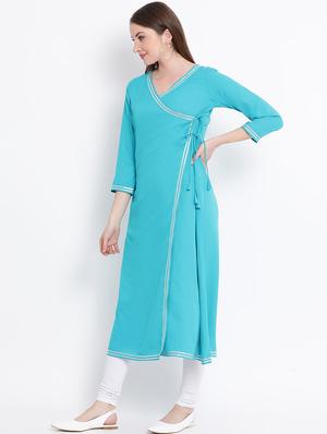 solid gotta work angrakha kurta - 16017740 - Standard Image - 2