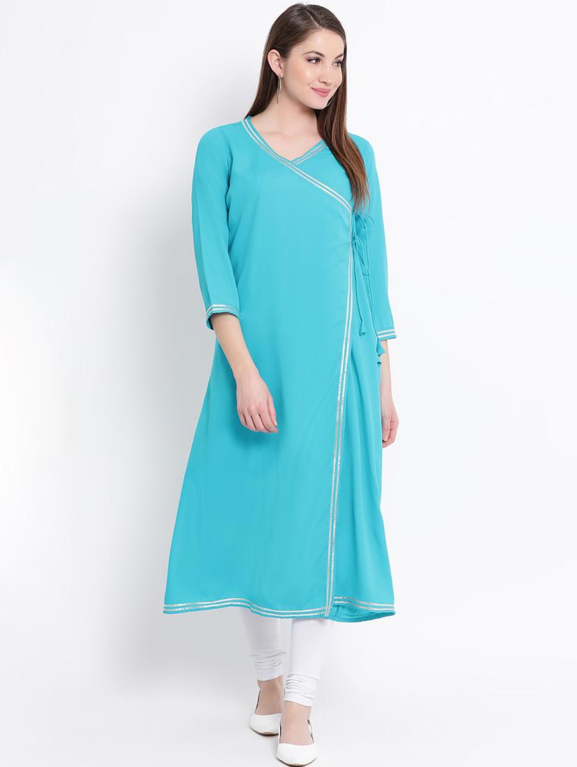 solid gotta work angrakha kurta - 16017740 - Zoom Image - 1