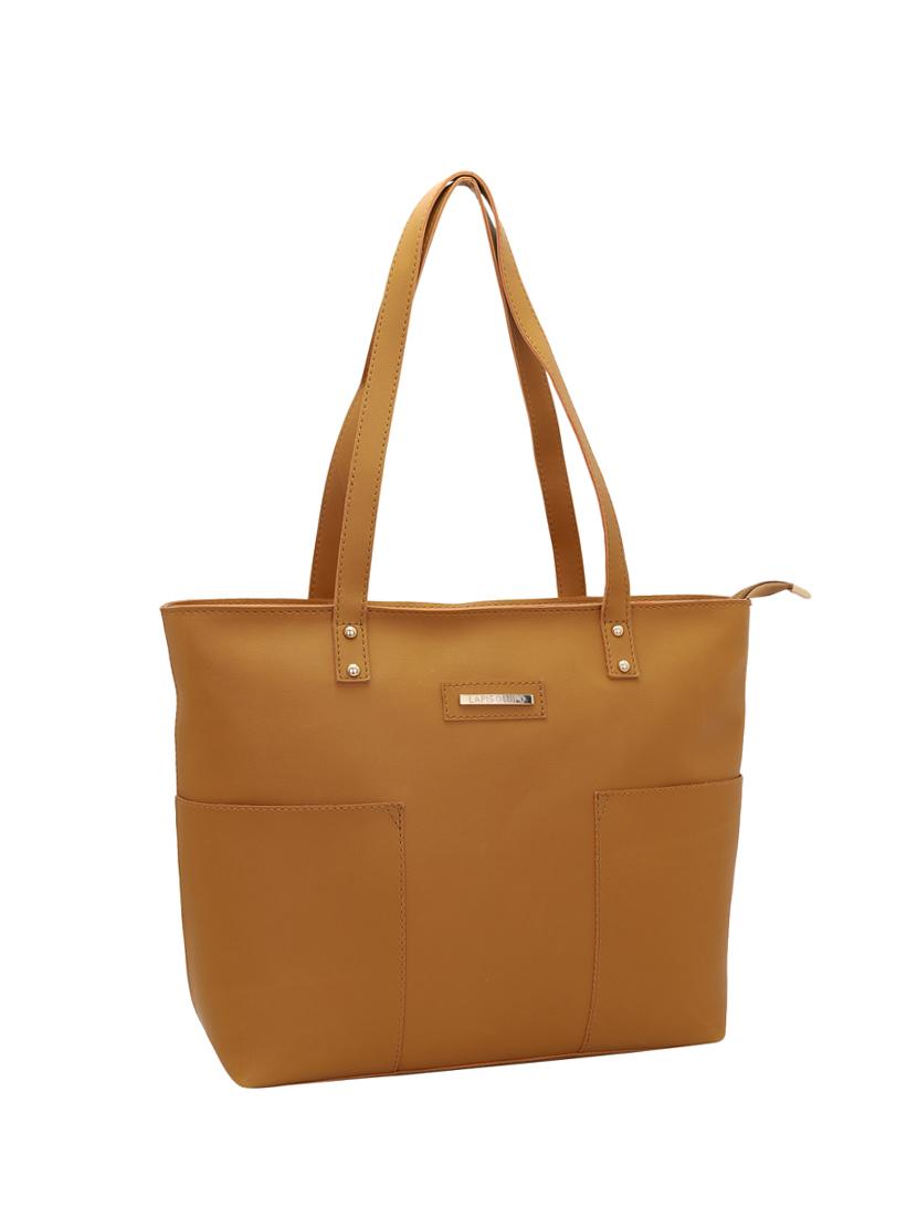 brown leatherette (pu) utility handbag - 16017911 - Zoom Image - 4