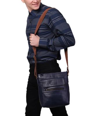 blue leatherette (pu) messenger bag - 16017927 - Standard Image - 5