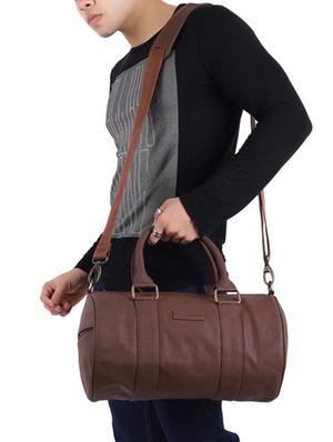 brown leatherette (pu) dufflebag - 16017938 - Standard Image - 5