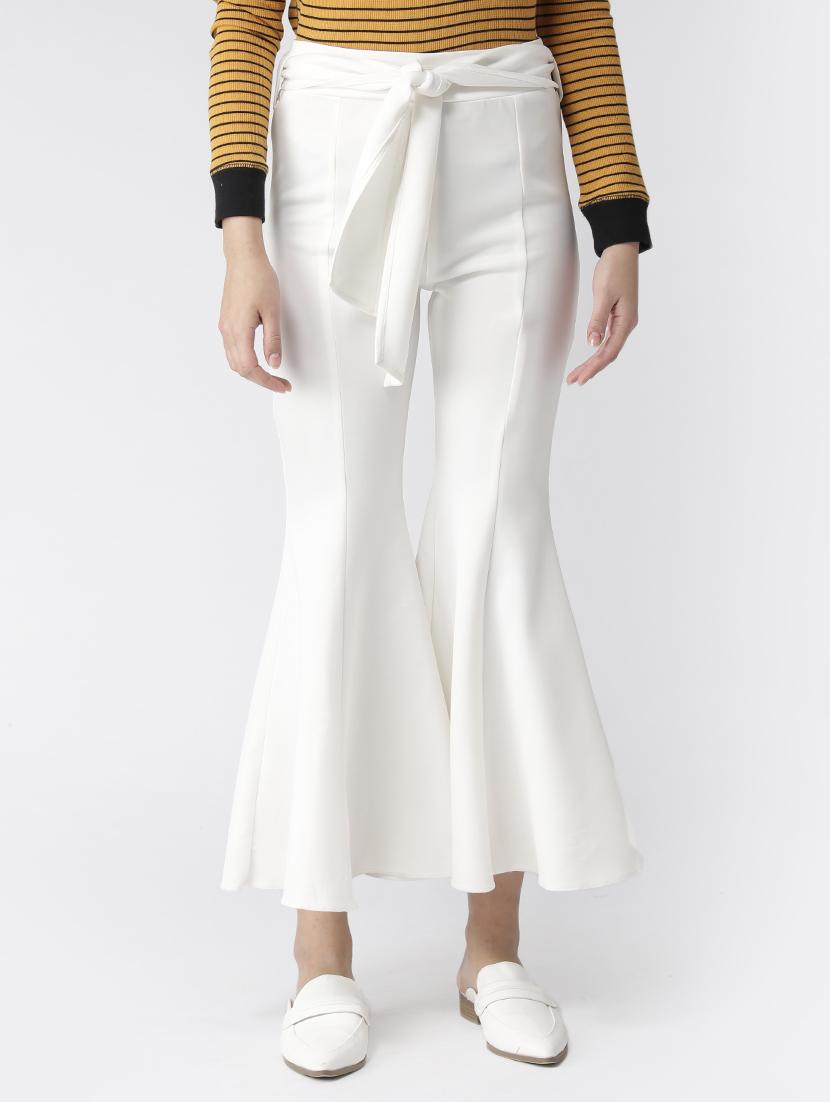 tie-knot front flared trouser - 16017977 - Zoom Image - 1