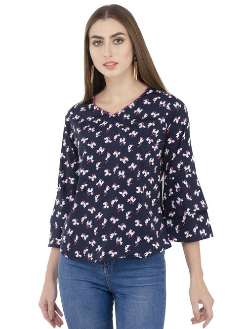 layered bell sleeved quirky top - 16018063 - Standard Image - 1