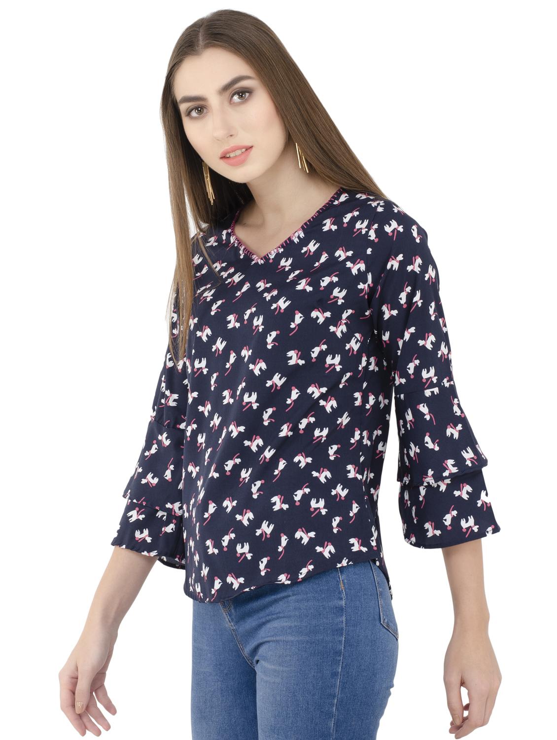layered bell sleeved quirky top - 16018063 - Zoom Image - 2