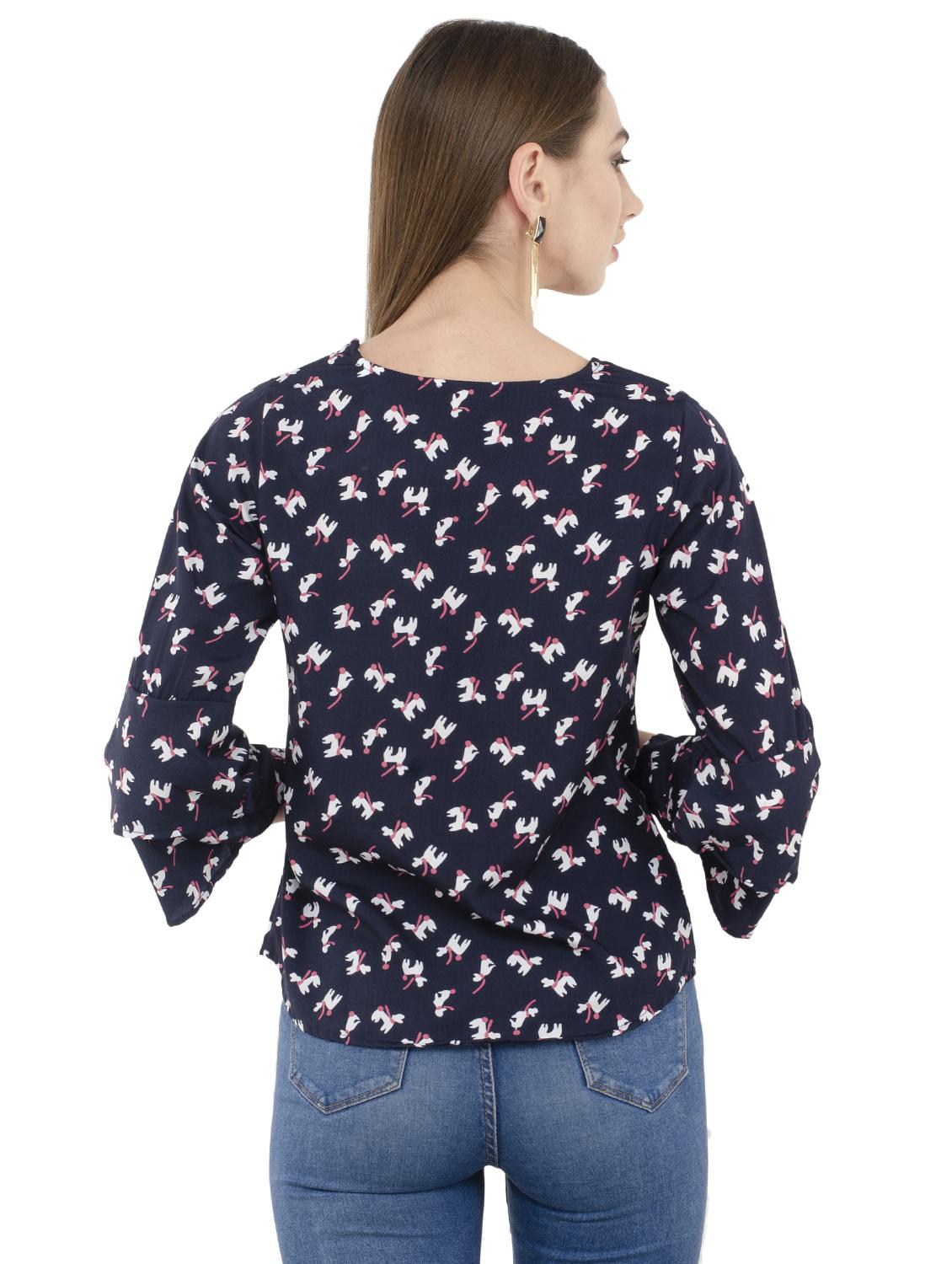 layered bell sleeved quirky top - 16018063 - Zoom Image - 3