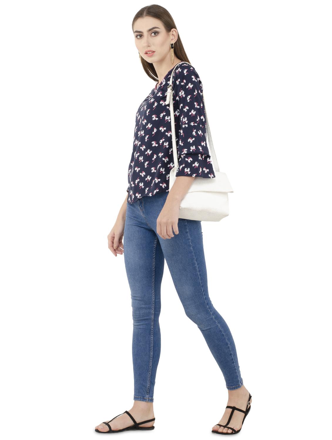 layered bell sleeved quirky top - 16018063 - Zoom Image - 4