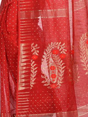 zari work jamdani saree - 16018096 - Standard Image - 2