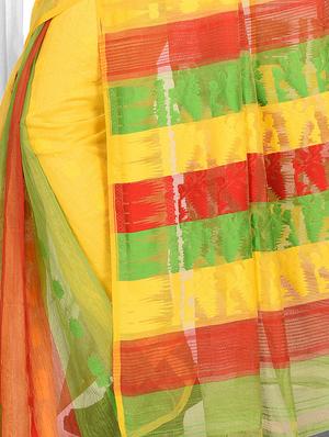 self-design jamdani saree - 16018125 - Standard Image - 2