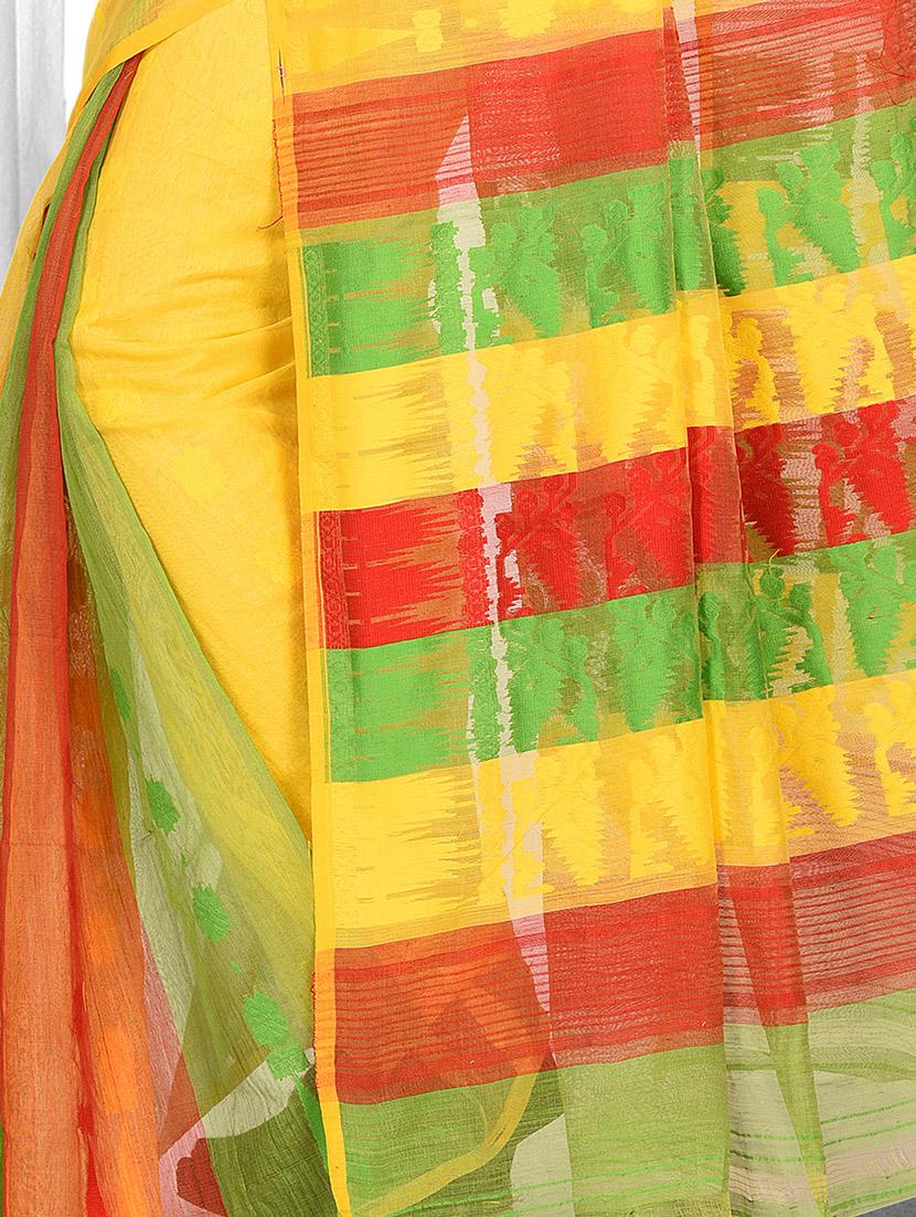 self-design jamdani saree - 16018125 - Zoom Image - 2