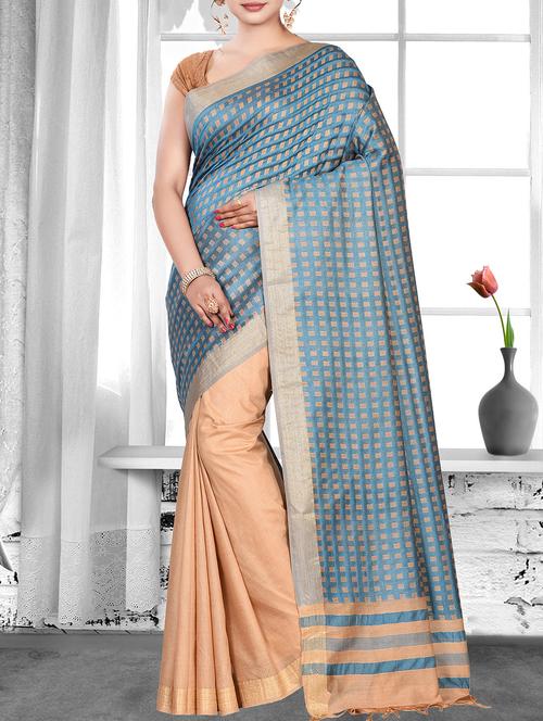 bhagalpuri checks saree with blouse - 16018307 - Standard Image - 1