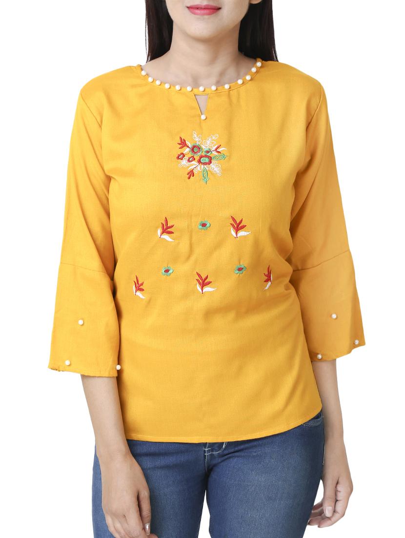 pearl embellished embroidered top - 16018325 - Zoom Image - 1