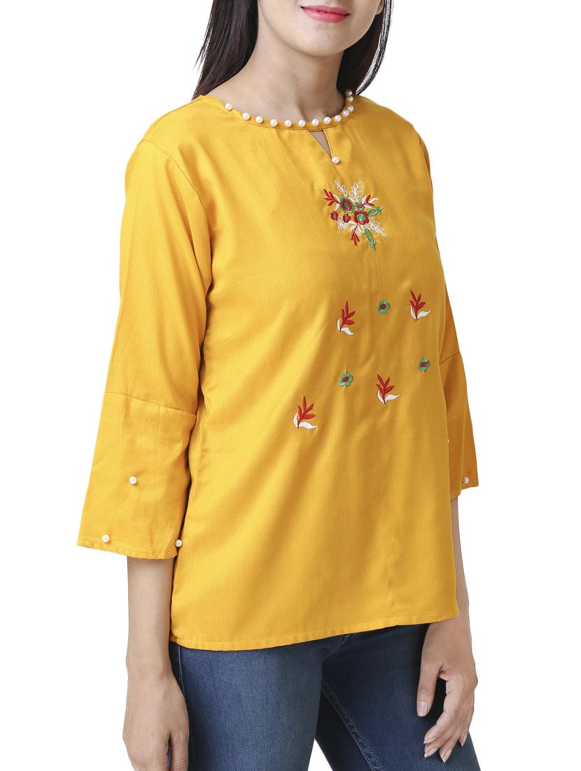 pearl embellished embroidered top - 16018325 - Zoom Image - 2