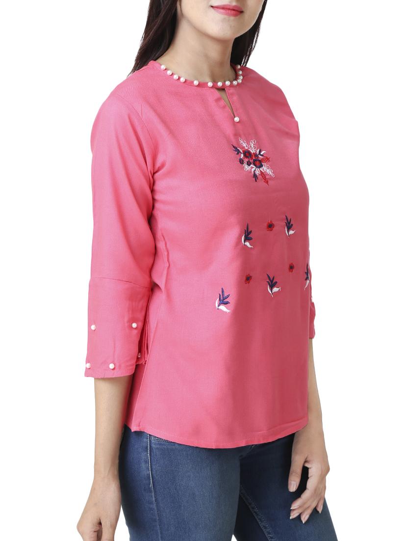 pearl embellished embroidered top - 16018327 - Zoom Image - 2