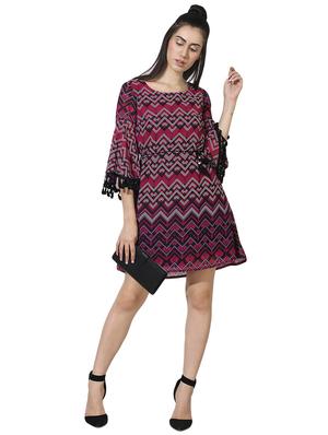 tasseled lace chevron a-line dress - 16018350 - Standard Image - 4