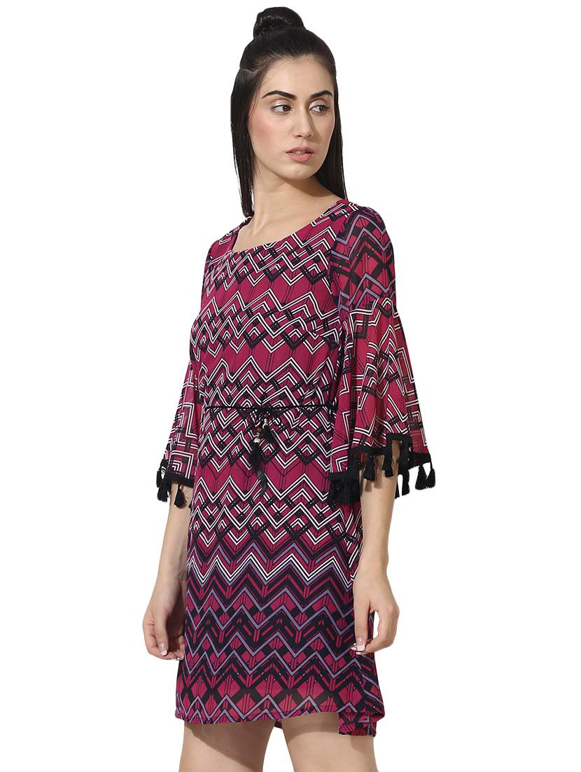 tasseled lace chevron a-line dress - 16018350 - Zoom Image - 2