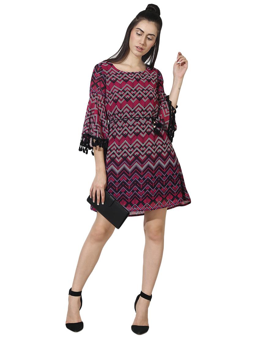 tasseled lace chevron a-line dress - 16018350 - Zoom Image - 4