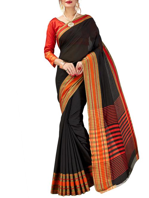 striped zari border woven saree with blouse - 16018410 - Very Small Image - 1